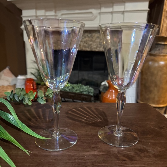 Set of 2 Fostoria Iridescent Pair Water/Wine Glasses 7.25” - Picture 1 of 3